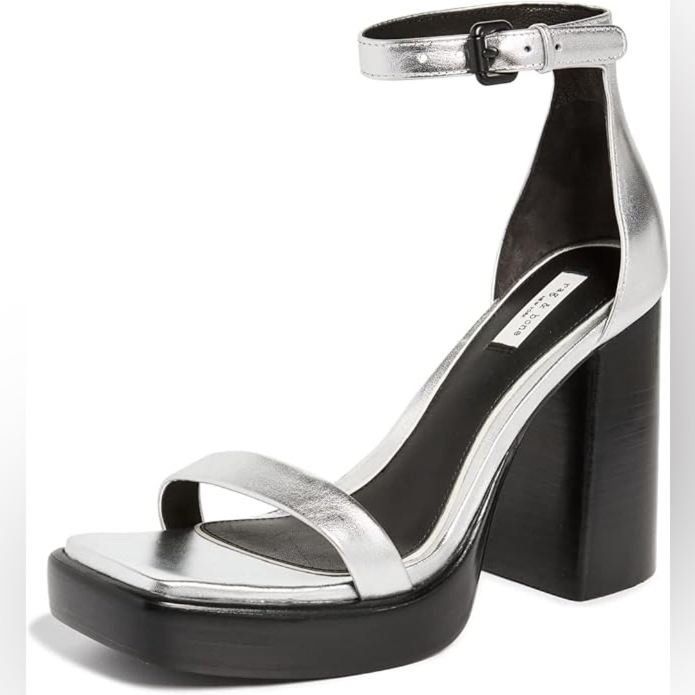 Rag & Bone Matrix Block Heels Sandal Size 8 with box and duster bags!